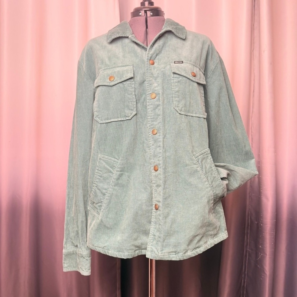 Brixton Durham Relaxed Fit Corduroy Jacket Sage Green Mens Medium M Shirt Jacket
